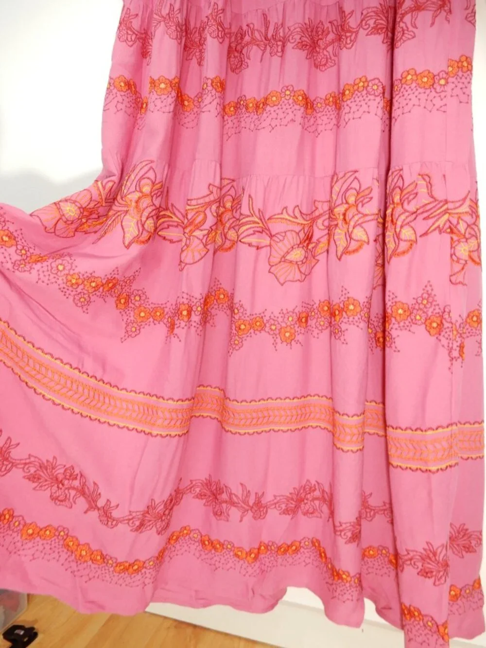 HALE BOB Rosa Janina Embroidered Maxi Long DRESS Size S Pink Floral Boho NEW - Picture 14 of 14